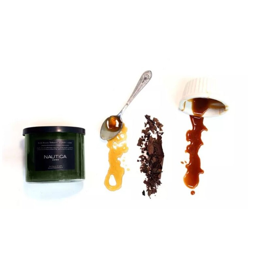 NAUTICA Home Scented Candle Wild Honey Tobacco 3 Wick 14.5oz Soy Wax Blend Jar - Picture 2 of 2